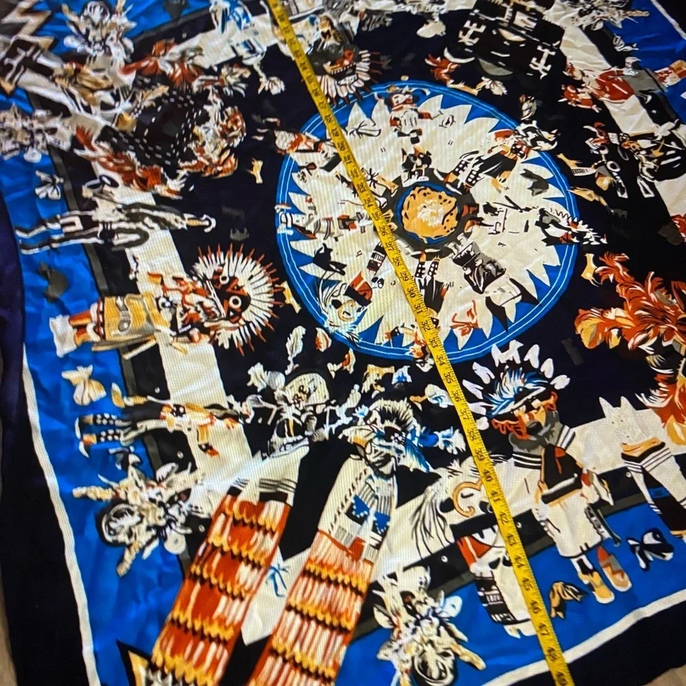 Vintage HanMei Blue and Black Patterned Scarf